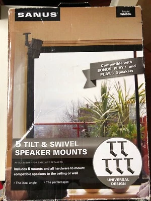 Sanus Tilt and Swivel Speaker Mounts Model WMS5B for Satellite Speakers - 5-pack - Image 1 of 4