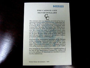 Five 3's 1884CC GSA Card For a Morgan Silver Dollar Coin Card Only #84335333 - Picture 1 of 1