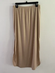 Vintage Perfectform USA Beige Micro Polyester Half Slip Side High Slits Size 1X - Picture 1 of 9
