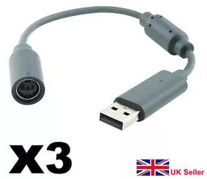 Xbox 360 Breakaway Kabel Adapterkabel für USB Wired Controller - Grau (x3) - Bild 1 von 1