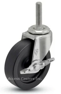 3STCPSB-532 3" Swivel Caster w/ Brake, Polyolefin, 5/16 - 18 x 3/4 Threaded Stem - Imagen 1 de 1