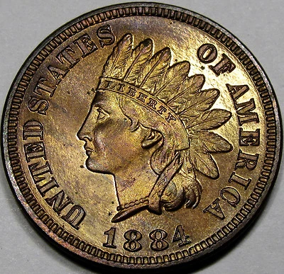 1884 Proof Indian Cent Gem Proof RB... 100% Original with Great Eye Appeal, NICE - Image 1 of 4