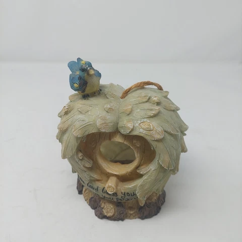 Resin Hanging Birdhouse Bluebird Religious May The Lord Bless You Decorative Cover