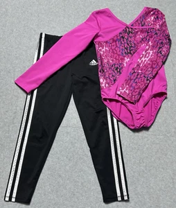 Girls Size 6 6X Danskin Leotard Adidas Leggings Bundle Gymnastics Athletic Set - Picture 1 of 15