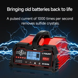 12V 24V Car Smart Battery Charger Automatic Pulse Repair for 12 LiFePo4 Battery - Bild 1 von 19