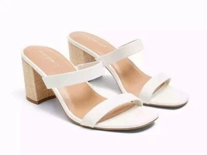 New Lane Bryant Dream Cloud Double Band Heel Ivory Rose White 9w Womens - Picture 1 of 2