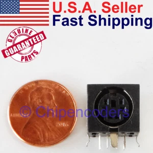 Conector circular Mini DIN CUI INC MD-60SMK hembra 6 pines montaje en PCB placa plateada - Imagen 1 de 7