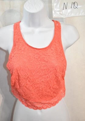 Xhilaration Bra Bralette Lace Coral High Neck Size Large - Image 1 of 4