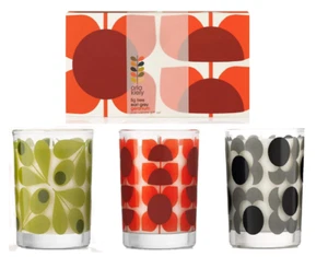 Juego de mini velas Orla Kiely en caja 70 G X 3 figura de vidrio, Earl Grey, geranio - Imagen 1 de 4