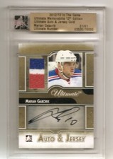 2012-13 Ultimate Memorabilia Marian Gaborik Auto & Jersey Gold Card 01/01 3 Col.