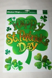 HAPPY ST. PATRICK'S DAY Window Clings SHAMROCKS - Picture 1 of 2