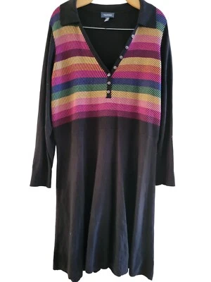 Modcloth Womens Rainbow Black sweater dress Marsha size 2X - Image 1 of 4