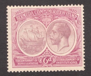 1920 Bermuda Sc# 69 - 6d KGV, Caravel Tercentennial Seal of the Colony MH Cv$33 - Picture 1 of 1