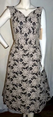 VINTAGE  1950s Lace & Taffeta Velvet Straps COCKTAIL DRESS Size Bust 42 LARGE - Image 1 of 4