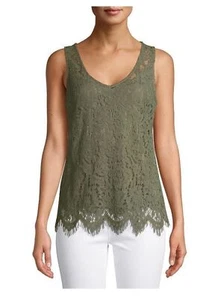 No Boundaries Juniors' Lace Top Dusty Olive Small (3-5) Sleeveless Tank Top NWT - Picture 1 of 6