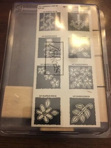 Stampin Up Garden Blocks New Rubber Stamp Set of 8 Unmounted 2003 Rare - Picture 1 of 3