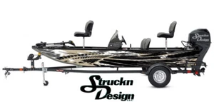 Beige Grey Distressed Muddy Lines Fish Bass Boat Black Decal Wrap USA Vinyl - Picture 1 of 1