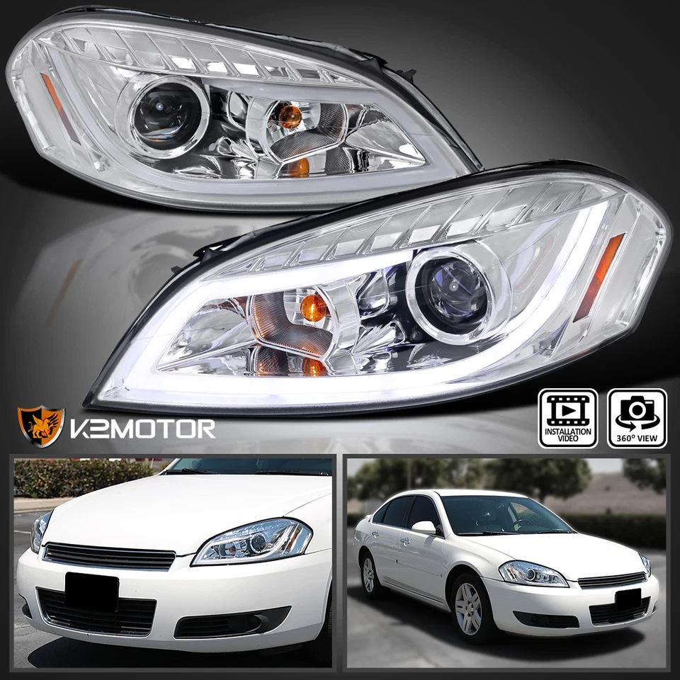 Clear Fits 2006-2013 Chevy Impala LED Strip Projector Headlights Lamps L+R 06-13 Foto 1 de 4