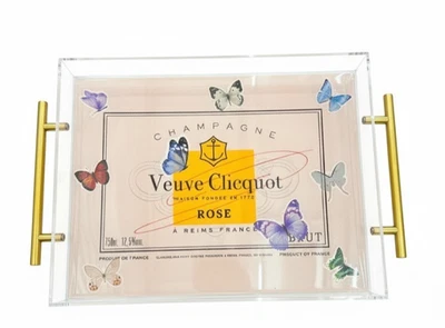 Bandeja acrílica grande clásica Veuve "Champagne veuve Clicquot" con asas Foto 1 de 4