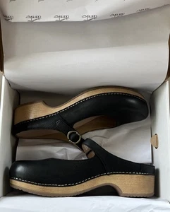 Dansko Bria Slip On Mary Jane Black Burnished Leather 40 US 10 NEW IN BOX - Picture 1 of 12