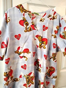 Scooby Doo Valentine 2 Pocket Scrub Top Size XL - Picture 1 of 1
