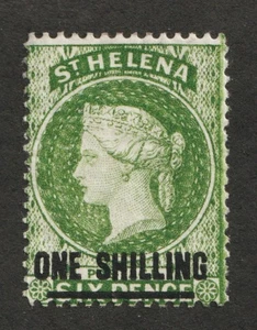 1883 St. Helena - Sc# 31 - One Shilling on Six Pence, QV. MH Cv$25.00 - Picture 1 of 1