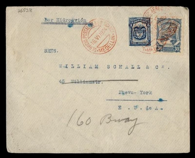 DR WHO 1924 COLÔMBIA SCADTA MEDELLÍN AVIÃO MARÍTIMO CORREIO AÉREO PARA EUA M63189 - Imagem 1 de 2