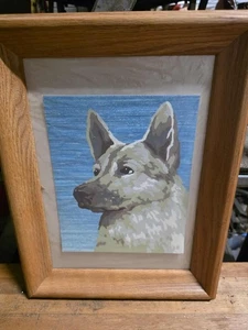 Arte de pared enmarcado retrato perro pastor alemán pintura vintage MCM por número - Imagen 1 de 5
