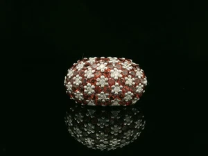 Ausgefallener Bombenring 9 kt Gelbgold, Diamant & orangefarbener Granat - Größe M - Bild 1 von 13