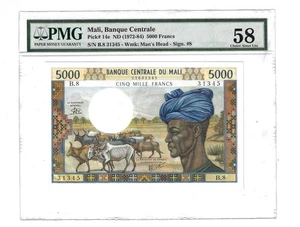 58 PMG 5000 Francs ND (1972-84) Mali Banque Centrale Banknote # 14e - Picture 1 of 4