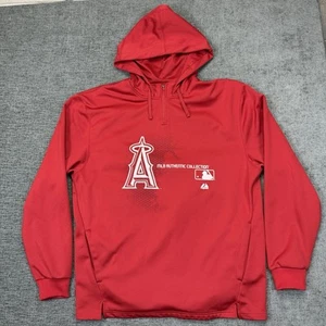 Majestic MLB Anaheim Angels Sweatshirt Men's XL Red Hoodie Zip Authentic - Picture 1 of 9
