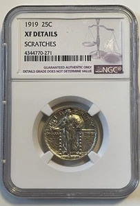 1919 25c - Standing Liberty Quarter - NGC - XF Details Scratches - Picture 1 of 4