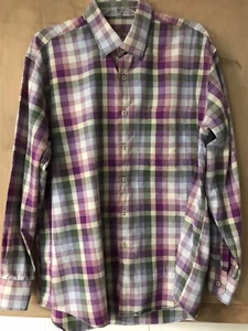 Paul Flusser LS Button Up Lg Shirt Plaid Purple Multi Color - Picture 1 of 6
