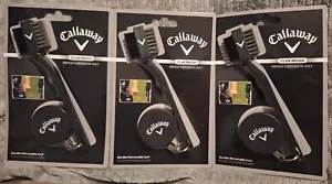 New Lot of 3 Callaway Club Cleaning Brush w/ Zinger Retractable Cord Clip Black - Picture 1 of 2