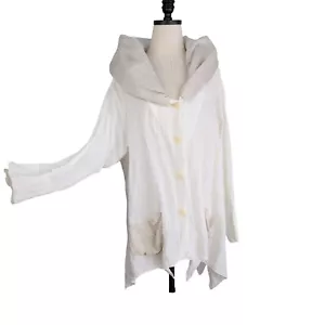 Top lino francese panna marrone Lagenlook boho garza neutro Artsy Avant Garde - Foto 1 di 15