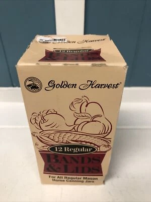 12 bandas y tapas de tarro de albañil bucal regular Golden Harvest NUEVA caja abierta Foto 1 de 3