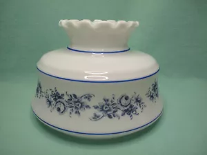 Vintage Abigail Adams/GWTW Style Milk Glass Blue Floral Light Shade 7" fitter. - Picture 1 of 9