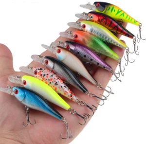 10PCS Fishing Lures Bass Floating Wobblers Crankbaits Swim Hard Artificial Baits - Picture 1 of 10