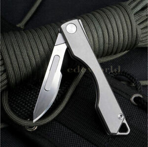 TC4 Titanium Keychain Utility Knife Scalpel Blade Outdoor Folding Knife EDC Tool
