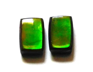 2.85 Cts Natural Ammolite (7.9mmx5mm each) Loose Cabochon Match Pair KD24 - Picture 1 of 4