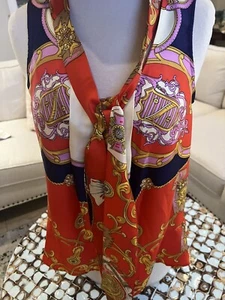 NWT Julie Brown Equestrian Franklin Dress Blouse Silk Red Gold Sz 4 $198 - Picture 1 of 7