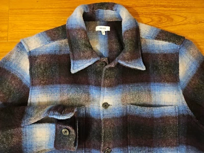 Men's Reiss Blue Striped Wool Button Down Shirt Jacket XL - Image 1 of 4