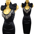 KAREN MILLEN 12 UK (8 US) Stunning Black Silk Jewel Beaded Necklace Pencil Dress