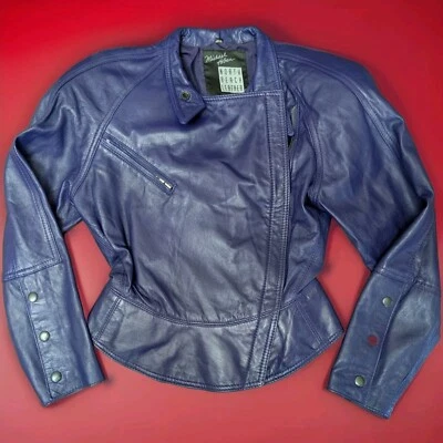 Vintage Michael Hoban North Beach Leather Batwing Crop Jacket 3/4 Cinched Waist - Image 1 of 4