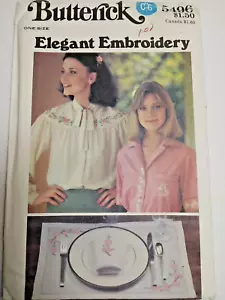 Floral Flower Embroidery Transfer Butterick Pattern 5496 UC VTG Linen Clothing - Picture 1 of 9