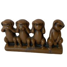 4 Wise Monkeys See Hear Speak No Evil Ceramic Figurine Sculpture