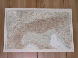 1896 ORIGINAL ANTIQUE PHYSICAL MAP OF ALPS ITALY AUSTRIA ISTRIA TYROL - Picture 1 of 4