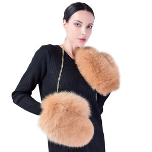 Women's Luxury Real Fox Fur Gloves Warm Fingerless Soft Big Wrist Mittens Winter