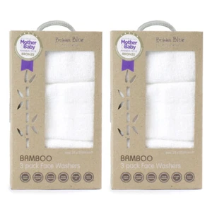 6pc Bubba Blue 25cm Square Bamboo Face Washer Set Soft Baby Towel Cloth White - Picture 1 of 3