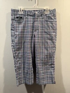 Girls / Womens L.E.I. Plaid Capri Shorts, Size 7 Multicolored Casual or Dressed - Picture 1 of 4